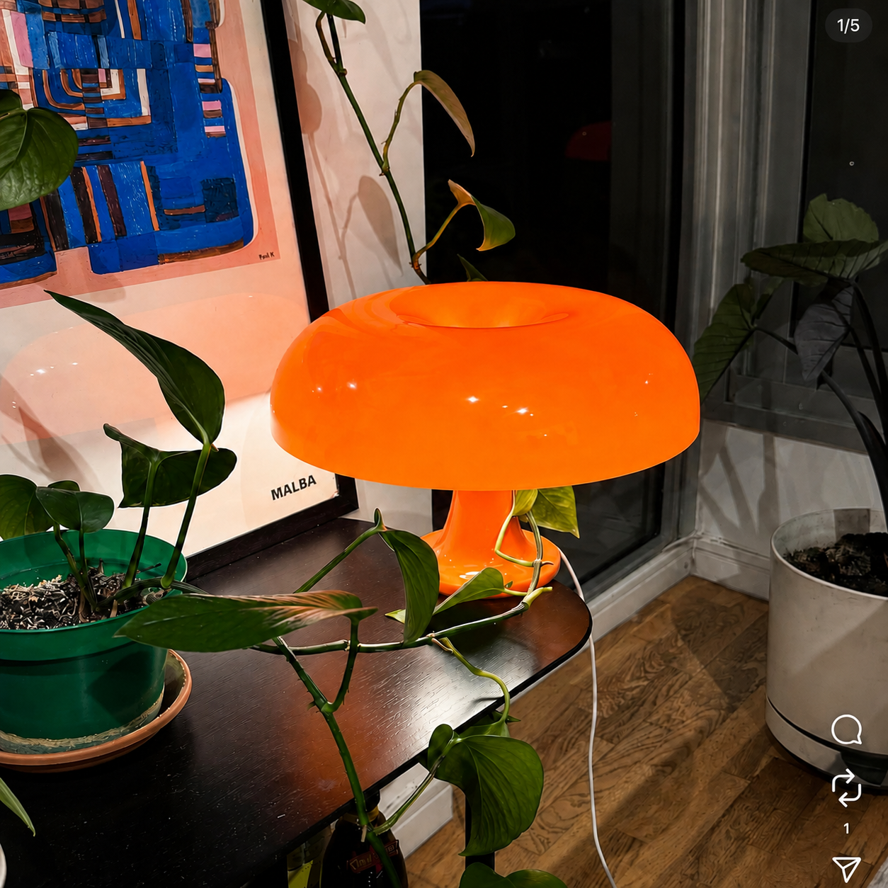 Modern Mushroom Table Lamp – Retro Orange Decorative Desk Light