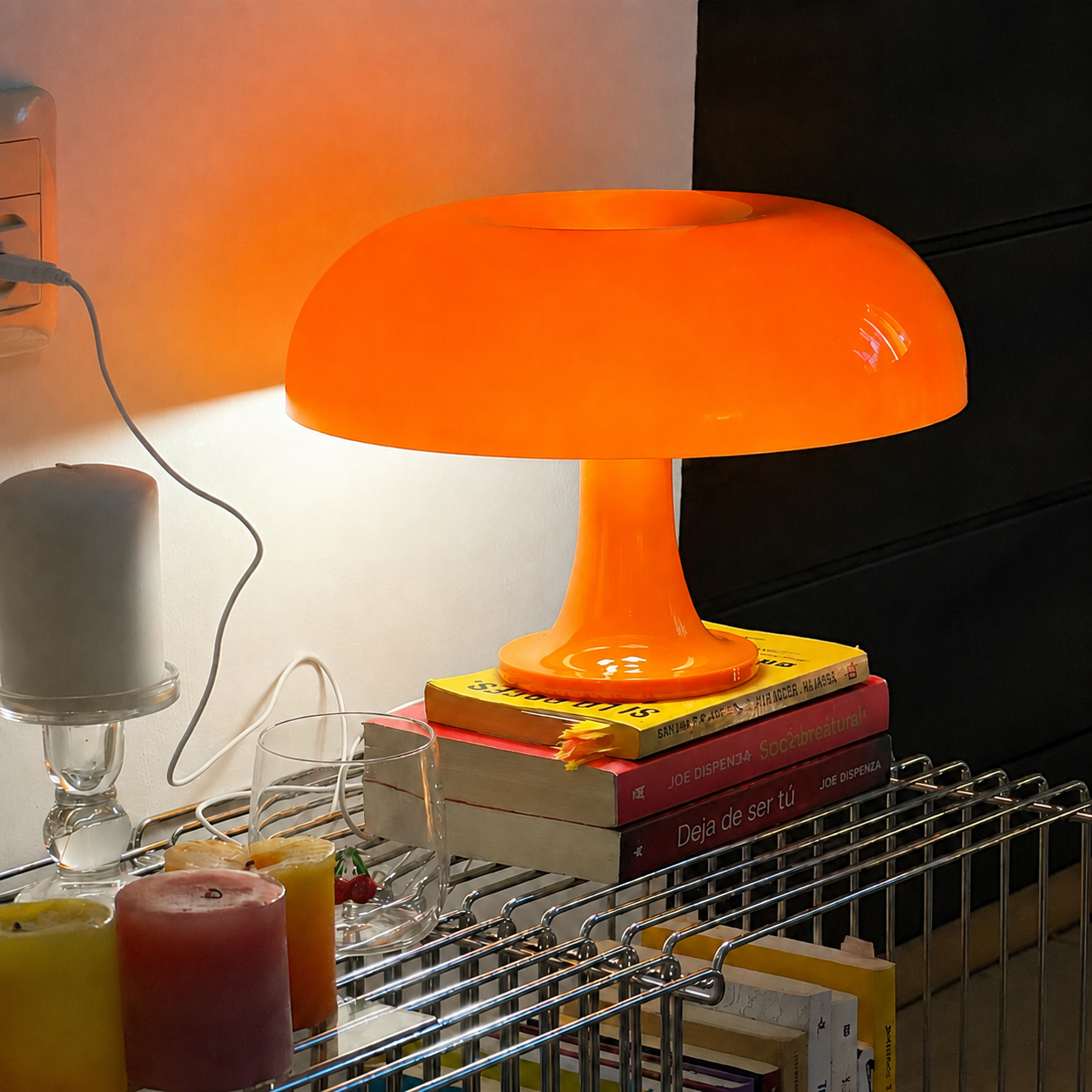 Modern Mushroom Table Lamp – Retro Orange Decorative Desk Light