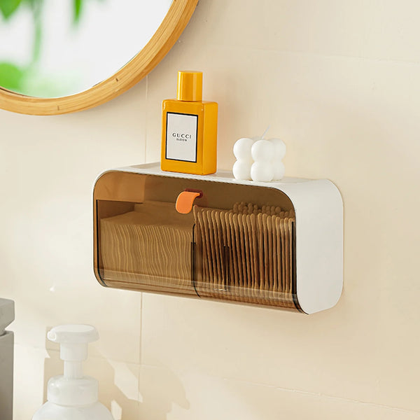 Luxury Wall-Mounted Multi-Layer Cosmetic & Tissue Organizer Rack