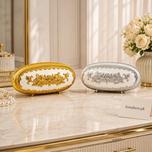 Luxury Decorative Tissue Box Holder – Elegant Oval Tissue Case for Home & Office (1 Pc, Random Color)