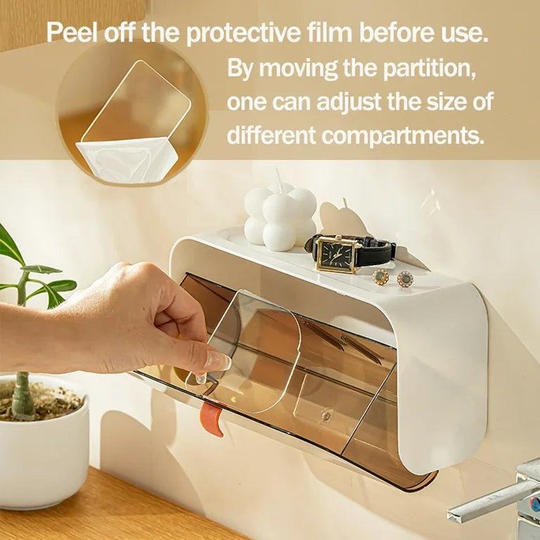 Luxury Wall-Mounted Multi-Layer Cosmetic & Tissue Organizer Rack