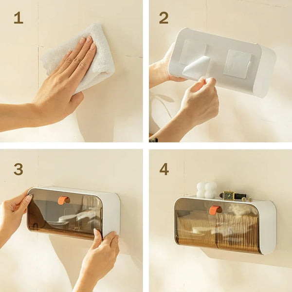 Luxury Wall-Mounted Multi-Layer Cosmetic & Tissue Organizer Rack