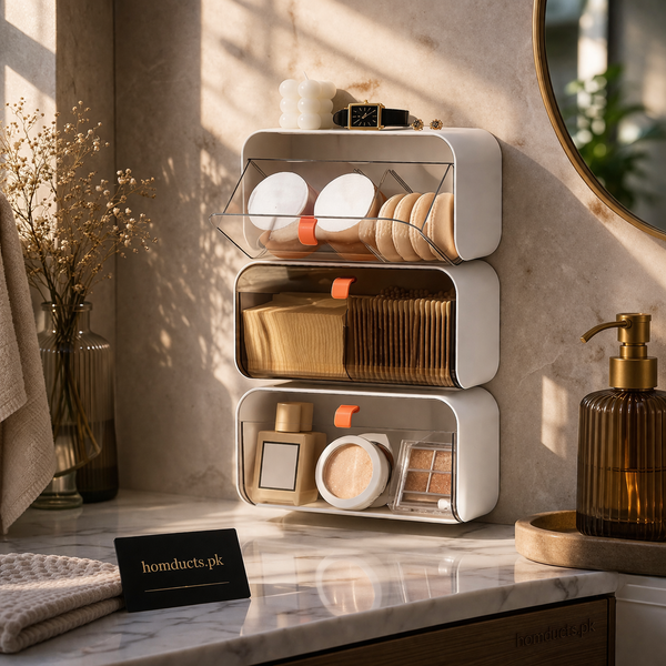 Luxury Wall-Mounted Multi-Layer Cosmetic & Tissue Organizer Rack