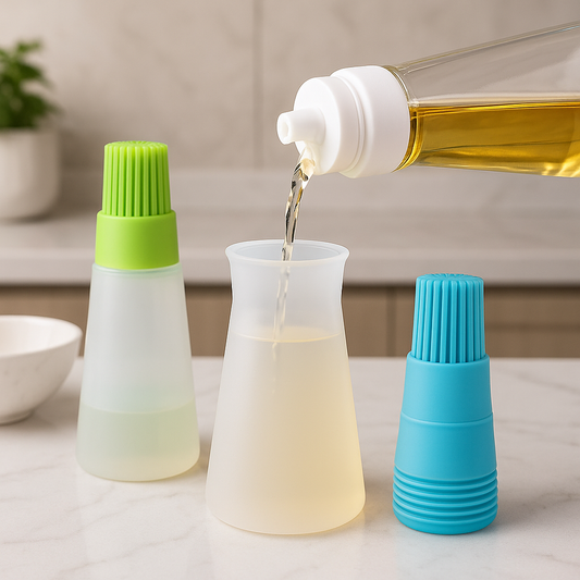 Premium Silicone Oil Dispenser with Basting Brush — Leak-Proof, Heat-Resistant Kitchen Bottle for Cooking & BBQ