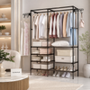 Heavy Duty Multifunctional Garment Rack with Storage Shelves & Side Hooks | Clothes Organizer Stand