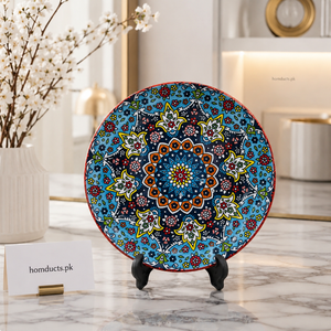 8-Inch Decorative Ceramic Quarter Plate | Floral Mandala Dessert & Snack Plate