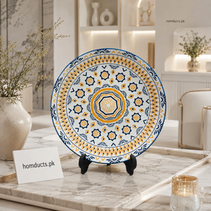 8 Inch Moroccan Pattern Ceramic Quarter Plate – Decorative Snack & Dessert Plate