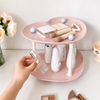 2-Tier Aesthetic Vanity Organizer – Heart & Cloud-Shaped Cosmetic Storage Stand