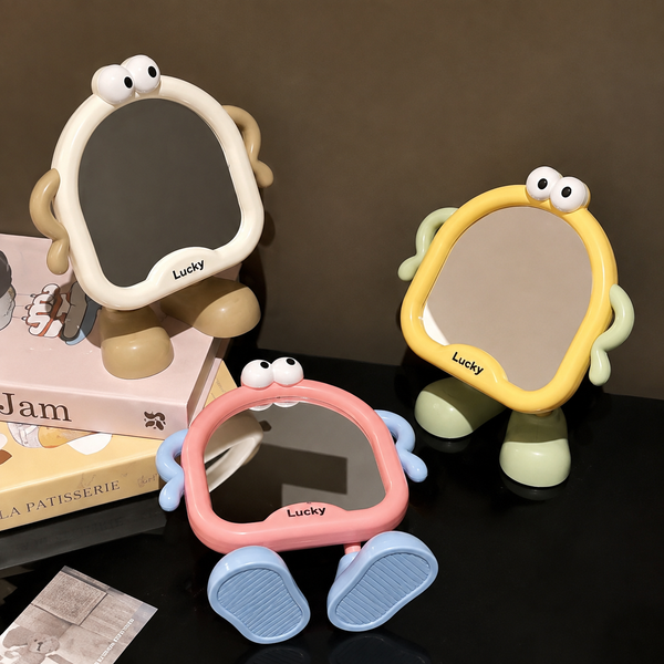 Cute Cartoon Standing Vanity Mirror – Desktop Makeup Mirror with Fun Character Design