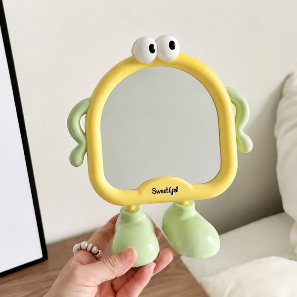 Cute Cartoon Standing Vanity Mirror – Desktop Makeup Mirror with Fun Character Design