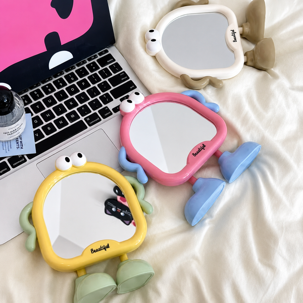 Cute Cartoon Standing Vanity Mirror – Desktop Makeup Mirror with Fun Character Design