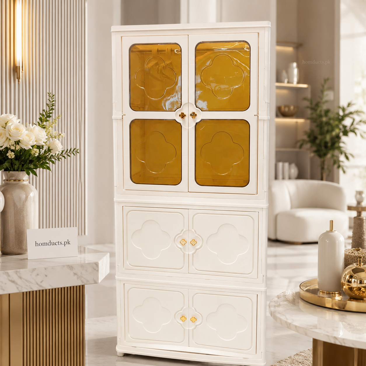 Luxury Modular Folding Storage Cabinet with Transparent Doors | Multi-Layer Wardrobe Organizer