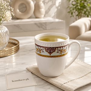 6 Pcs Premium Floral Ceramic Tea & Coffee Mug Set with Handles | Elegant Porcelain Cups