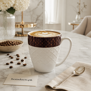 6-Piece Premium Ceramic Coffee Mug Set with Embossed Design – Luxury Tea & Coffee Cups