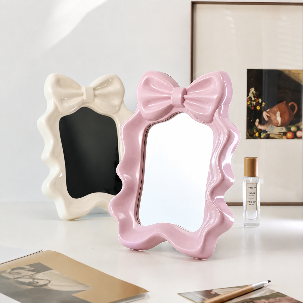 Cute Bow-Shaped Tabletop Vanity Mirror