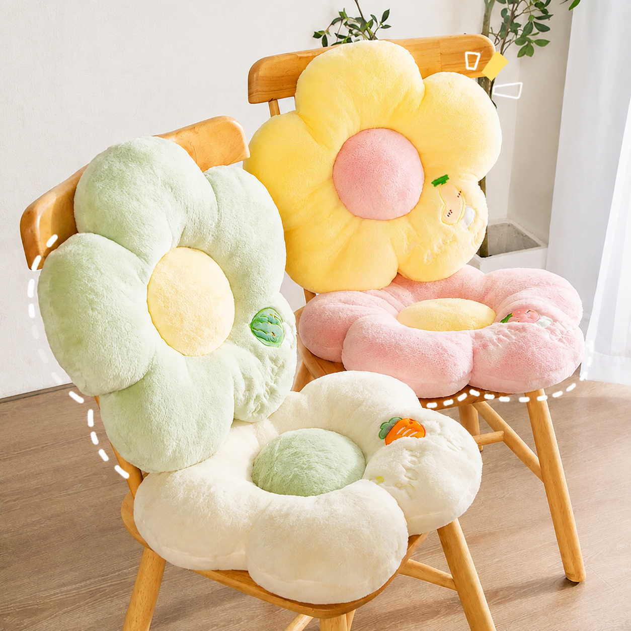 Soft Flower-Shaped Plush Cushion