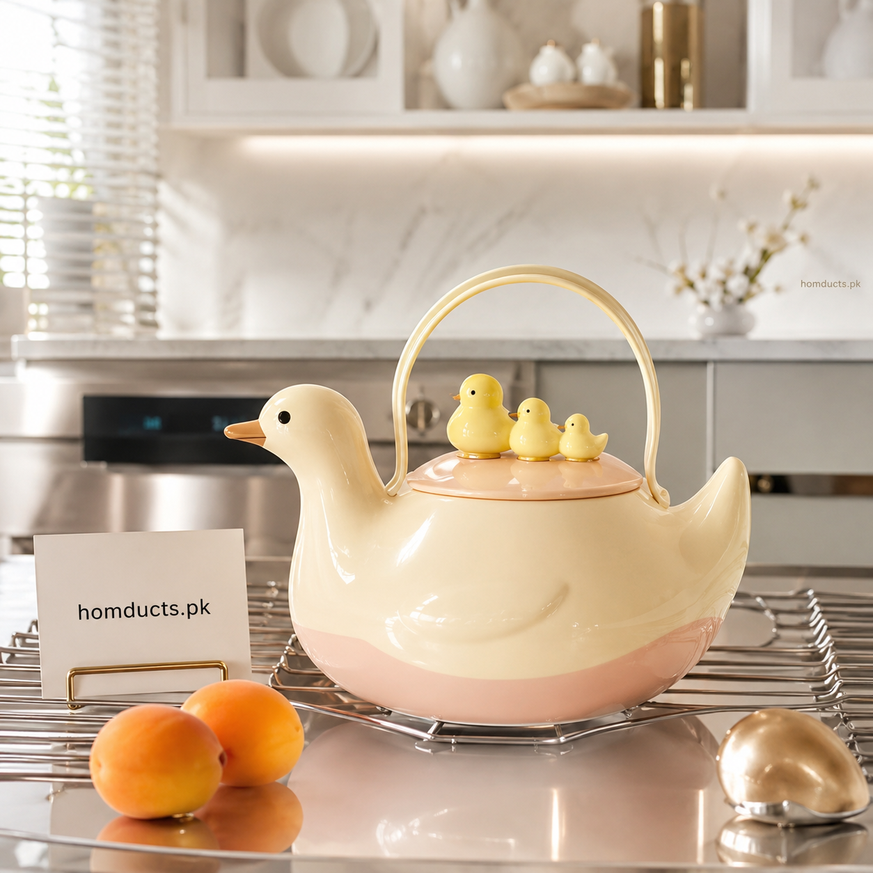 Cute Duck Ceramic Tea Pot with Fixed Duck Lid Decoration | Premium Kitchen Teapot