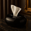 Luxury Glossy Pebble Tissue Box – Modern Black Tissue Holder for Living Room, Bedroom & Office