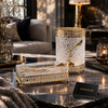 Luxury Crystal Glass Tissue Box & Matching Storage Jar Set – Elegant Gold Decor Organizer