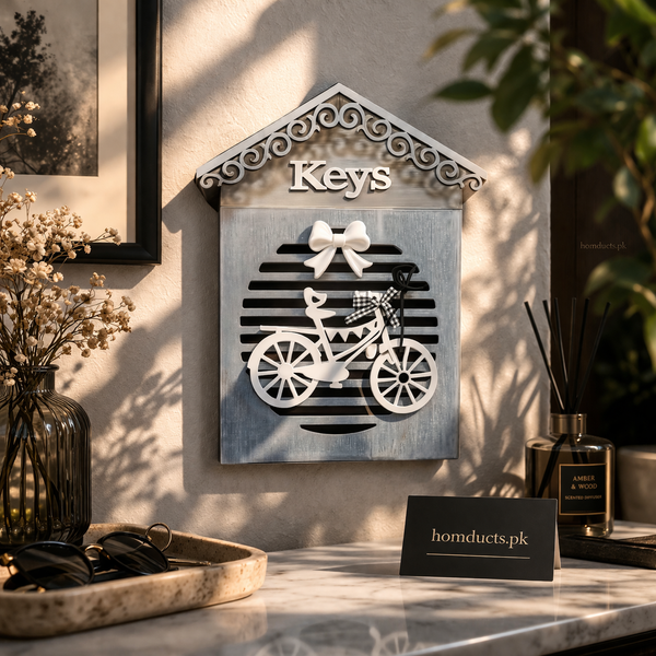 Luxury Wall-Mounted Decorative Key Holder with Bicycle Design | Stylish Entryway Organizer