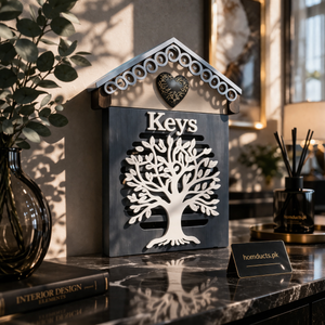 Luxury Wall Mounted Key Holder Box with Tree Design – Decorative Wooden Key Organizer Cabinet