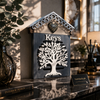 Luxury Wall Mounted Key Holder Box with Tree Design – Decorative Wooden Key Organizer Cabinet