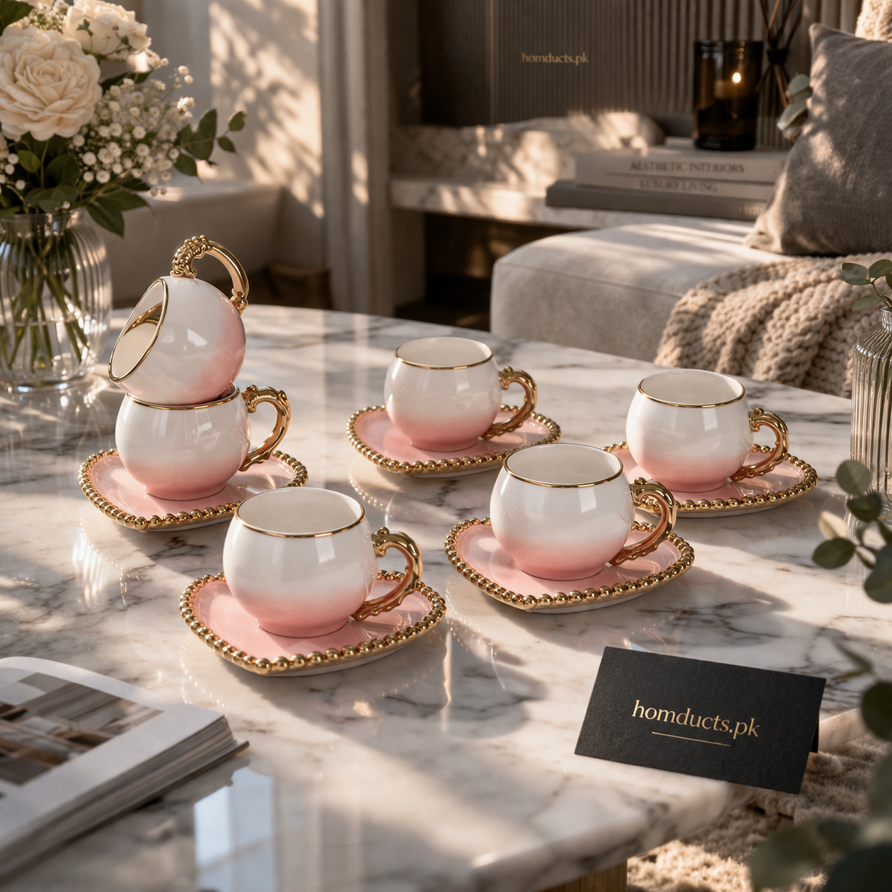 Luxury Heart-Shaped Tea Cup & Saucer with Gold Rim – 1 Piece