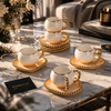 Luxury Heart-Shaped Tea Cup & Saucer with Gold Rim – 1 Piece