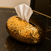Luxury Hammered Gold Tissue Box – Modern Oval Design for Living Room & Office Décor