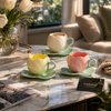 Luxury Tulip-Shaped Ceramic Tea Cup with Leaf Saucer – 1 Piece