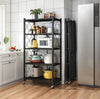 Foldable Heavy-Duty Kitchen Storage Rack with Wheels – 3, 4 & 5 Layer Multipurpose Organizer Shelf
