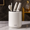 ECOCO Luxury White Kitchen Utensil Holder with Drainage Base – Modern Countertop Cutlery & Knife Organizer
