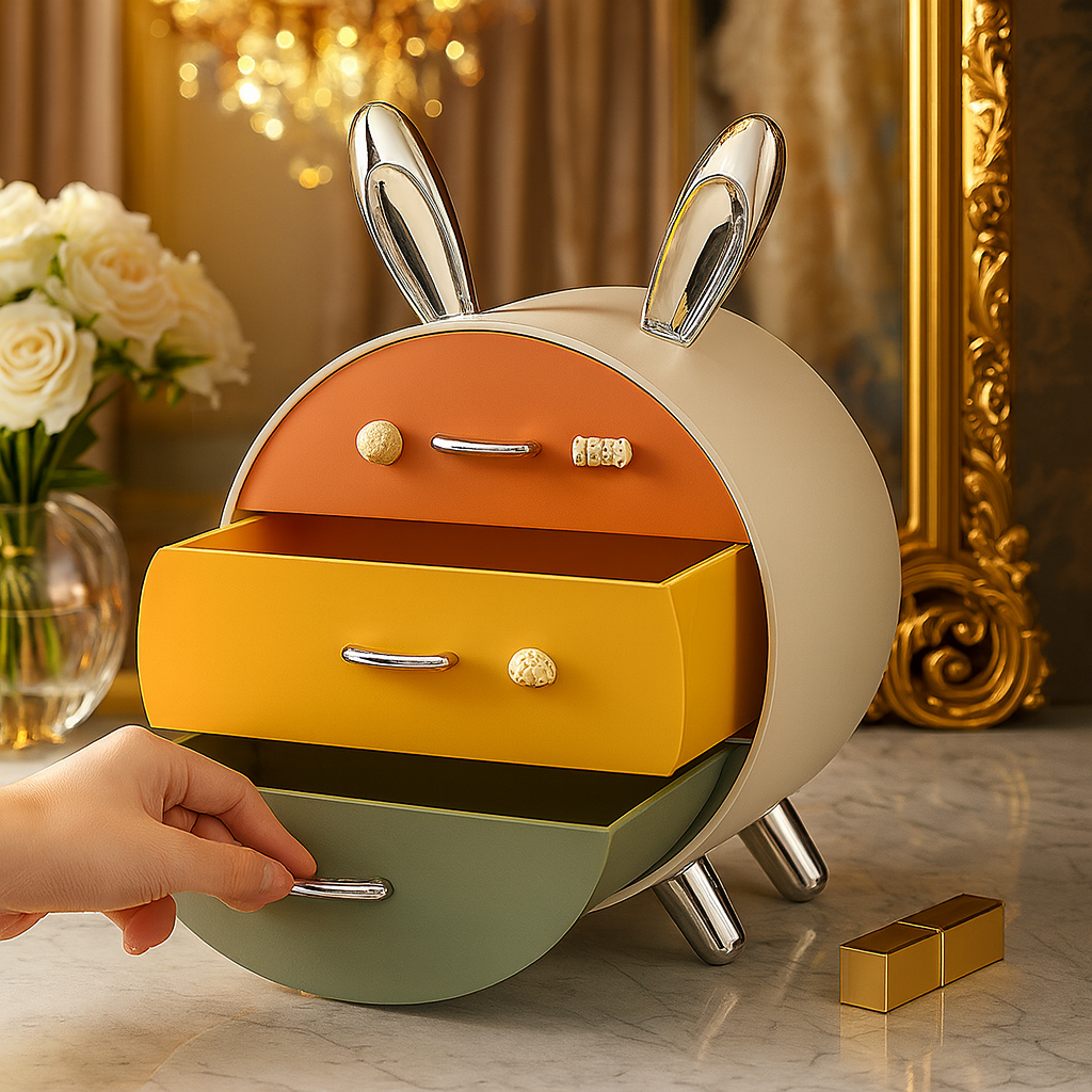 Luxury Bunny-Inspired Multi-Drawer Jewelry & Cosmetics Organizer – Premium Decorative Storage Box