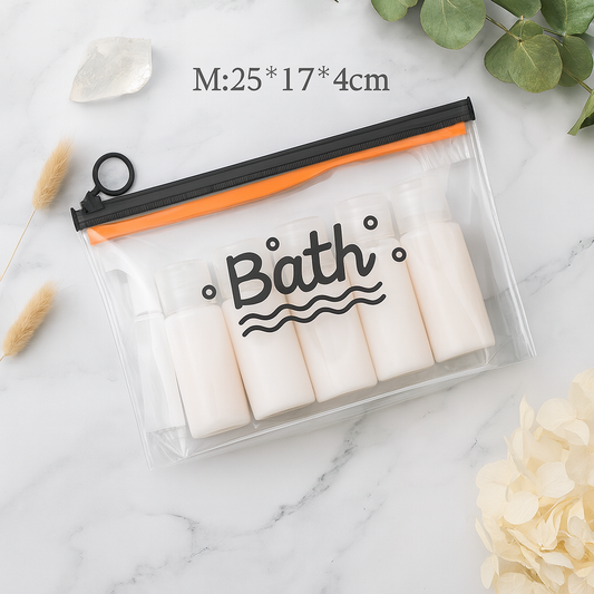 Luxury Transparent Travel Pouch with Zip Closure | Waterproof Toiletry & Makeup Organizer