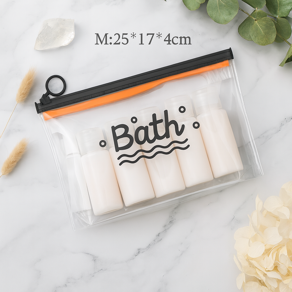 Luxury Transparent Travel Pouch with Zip Closure | Waterproof Toiletry & Makeup Organizer