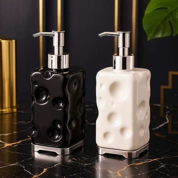 Luxury Textured Plastic Soap Dispenser with Chrome Pump – Modern Bathroom & Kitchen Accessory