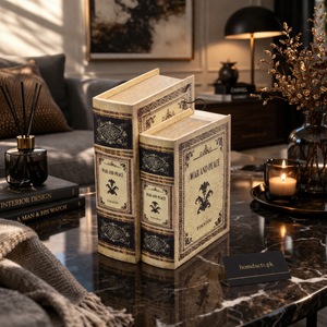 Luxury Wooden Book Storage Box Set – Vintage Decorative Secret Organizer for Home Décor (2 Piece)