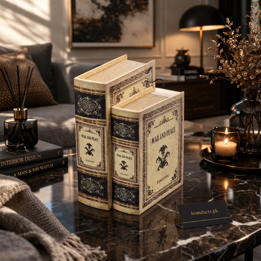 Luxury Wooden Book Storage Box Set – Vintage Decorative Secret Organizer for Home Décor (2 Piece)