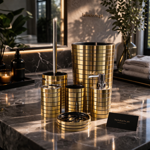 Luxury 6-Piece Bathroom Accessories Set – Elegant Countertop Organizer Collection