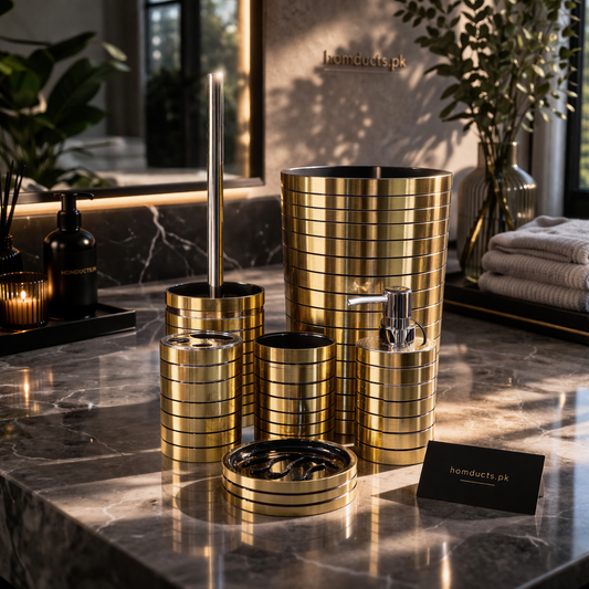 Luxury 6-Piece Bathroom Accessories Set – Elegant Countertop Organizer Collection