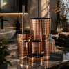 Luxury 6-Piece Bathroom Accessories Set – Modern Stripe Design Soap Dispenser, Toothbrush Holder, Tumbler & Toilet Brush Set