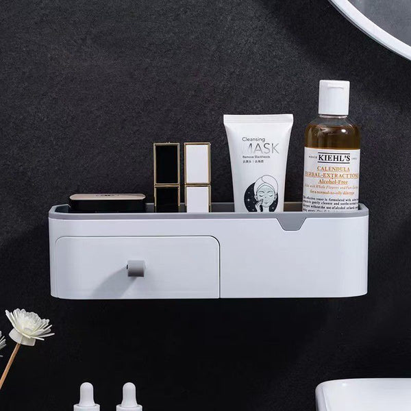 Luxury Wall-Mounted Cosmetic Organizer Shelf with Drawer | Modern Bathroom & Vanity Storage