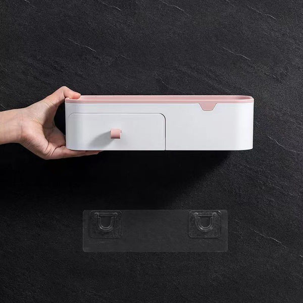 Luxury Wall-Mounted Cosmetic Organizer Shelf with Drawer | Modern Bathroom & Vanity Storage