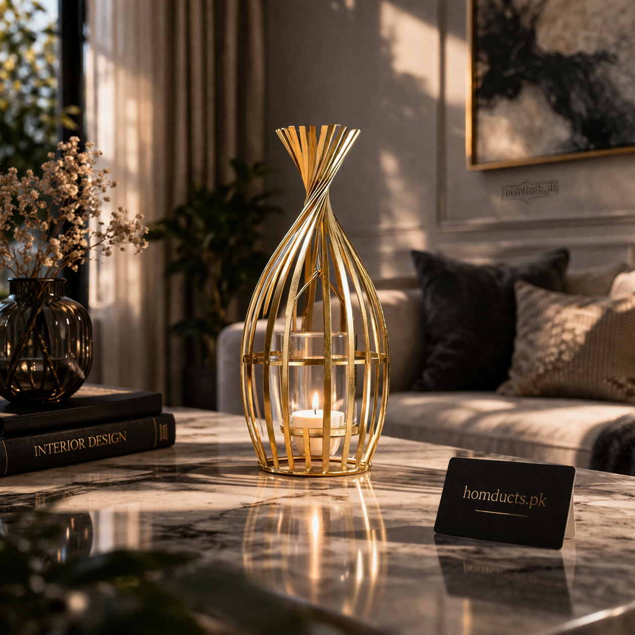 Luxury Metal Pinjra Candle Stand Holder – Elegant Decorative Table Accent (Without Candle)