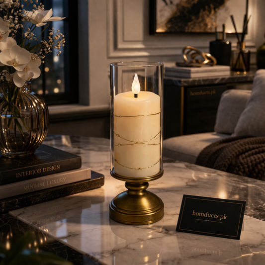 Luxury LED Candle Lamp with Glass Cover – Elegant Decorative Table Accent