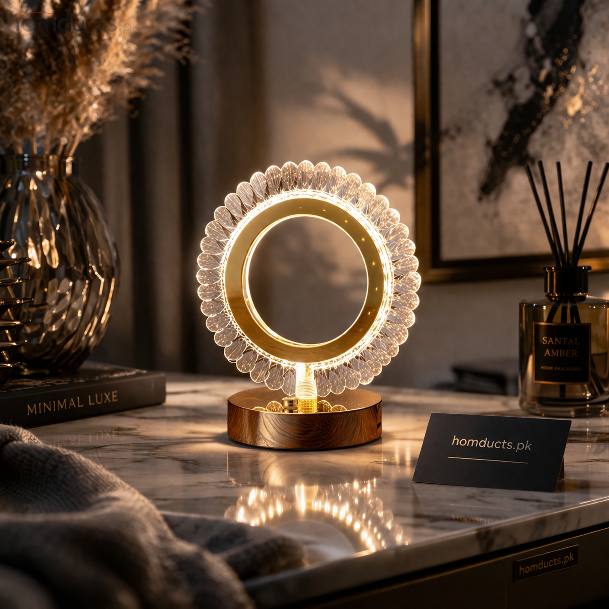 Luxury Crystal Halo LED Table Lamp – Modern Decorative Ambient Light