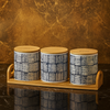 Luxury Ceramic Storage Jars Set with Wooden Tray & Lids – Elegant Kitchen Canister Set (3-Piece)