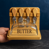 Luxury Bamboo Butter Dish with Glass Lid & Cheese Knife Stand – Premium Kitchen Serving Set