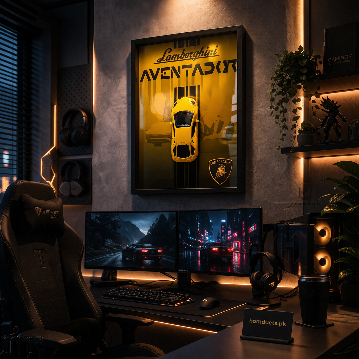 Luxury 3D Lamborghini Aventador Wall Frame Decor – Premium Car Shadow Box Wall Art