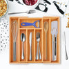 Luxury Bamboo Cutlery Organizer Drawer Tray – Adjustable Wooden Kitchen Utensil Divider